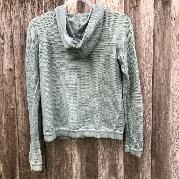 Zara Trafaluc Cotton Blend Mesh Sea Foam Zip Up Hoodie Small - Picture 4 of 6